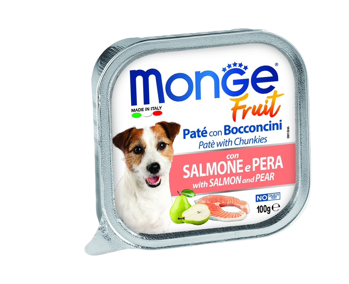 Order Monge Wet Dog Food Pate with Chunkies Salmon Pear 100 g Fast delivery via Food4Pets