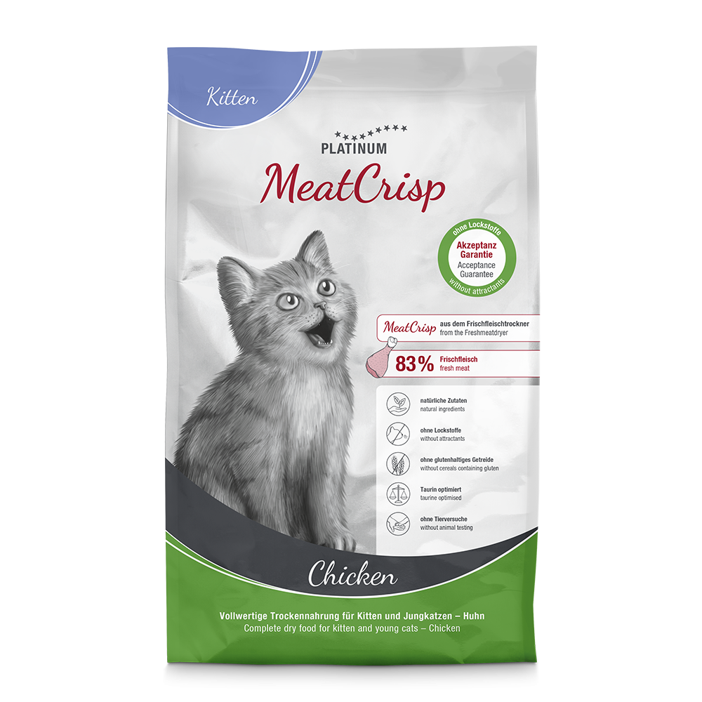 Order Platinum Dry Cat Food MeatCrisp Kitten Chicken Fast delivery via Food4Pets