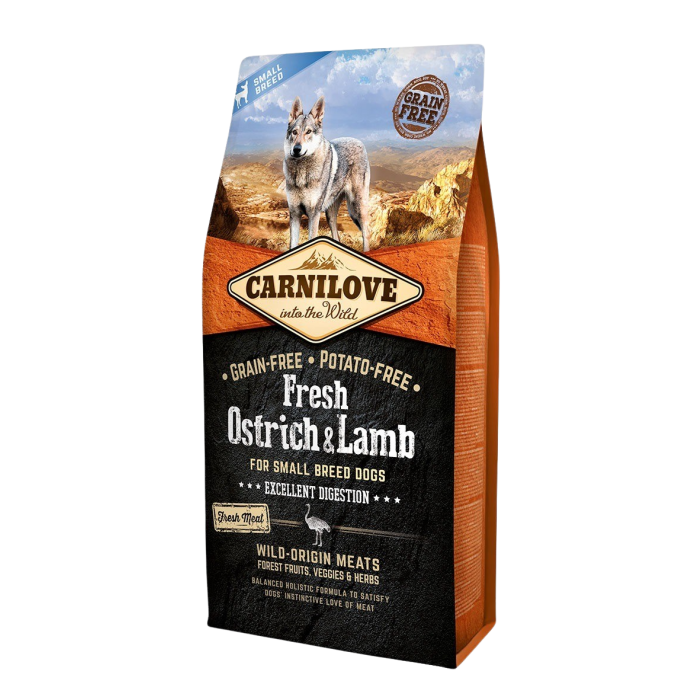 Order Carnilove Dry Dog Food Adult Small breed Fresh Ostrich Lamb 6 kg Fast delivery via Food4Pets