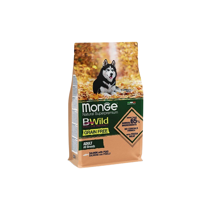 Order Monge BWild Dry Dog Food Adult Salmon with Peas 15 kg Fast delivery via Food4Pets